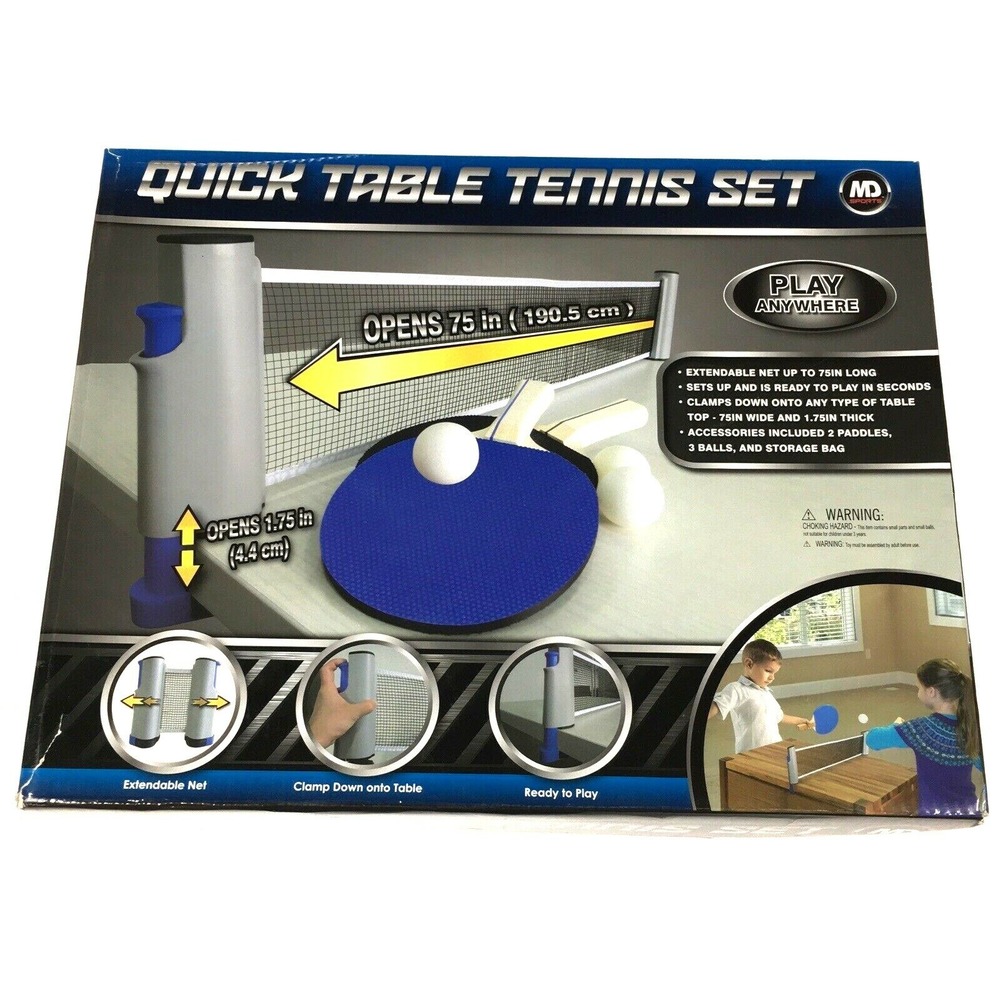 MD Sports Unisex OS Table Tennis Set Blue Portable Retractable Ping Pong Kit